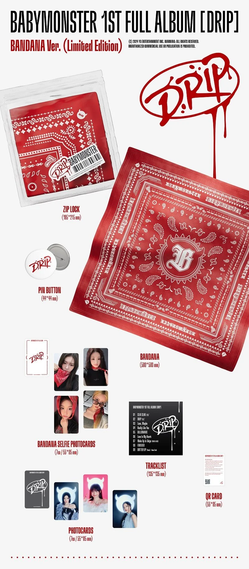 babymonster ベビモン DRIP バンダナ アルバム BABYMONSTER - [DRIP] (BANDANA Version, Limited Edition) (1st Album